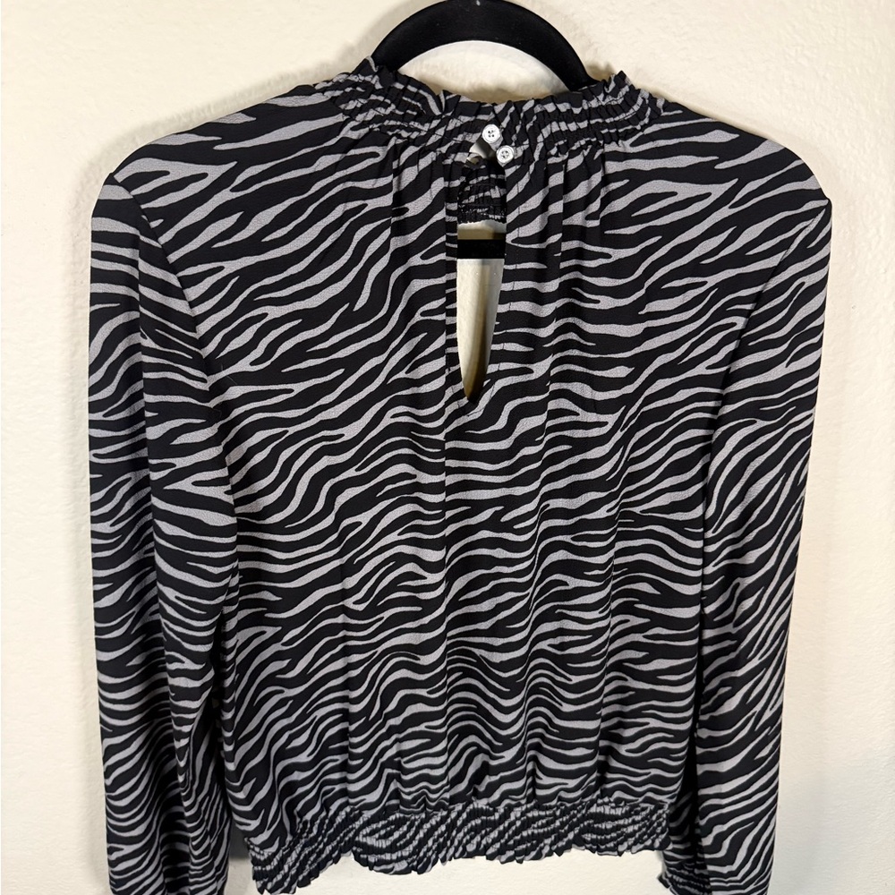 Michael Kors Black and Gray Zebra Print Blouse - Picture 5 of 6